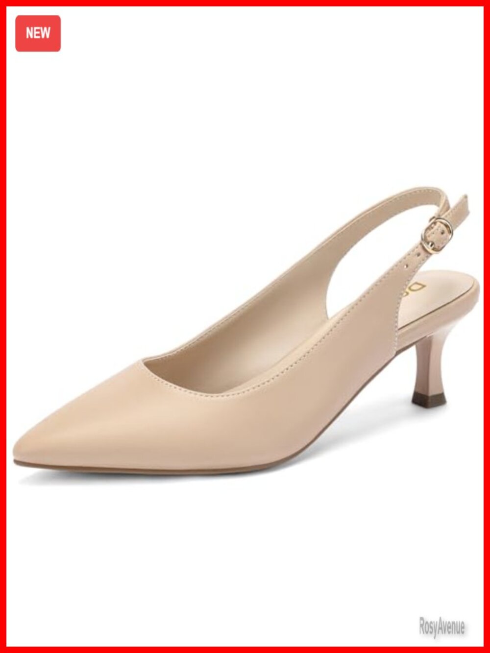 DOBOLIN Womens Slingback Kitten Heels Pointed Toe Low Heel Pumps